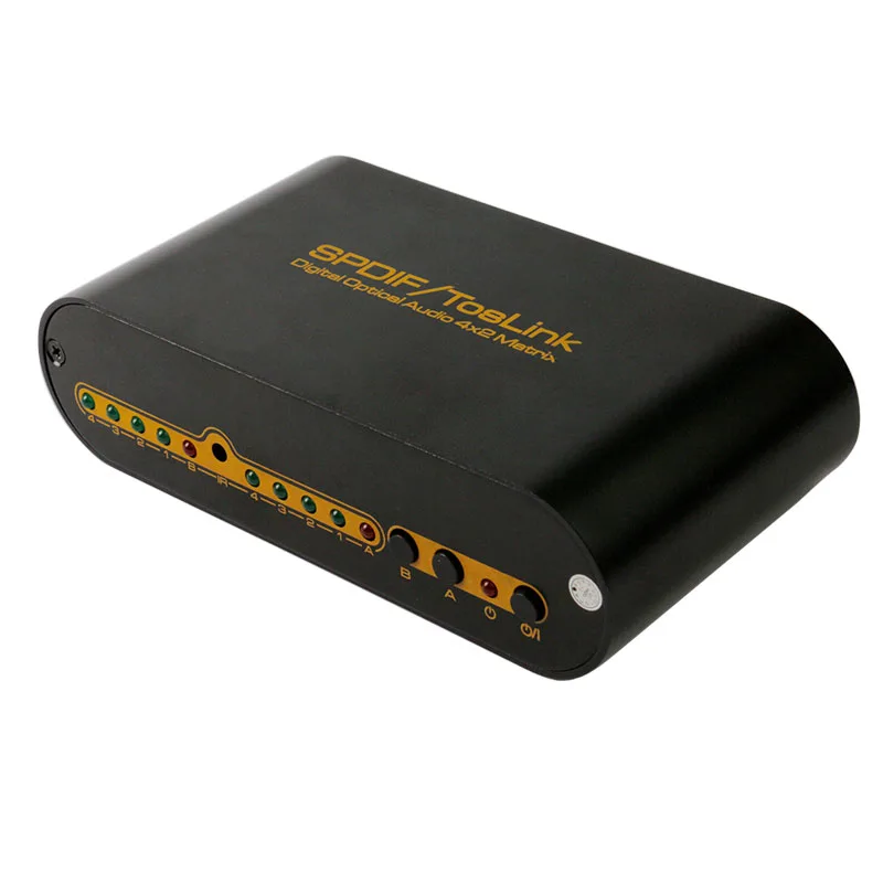 SPDIF Цифровой Оптический Аудиовыход TOSLINK Правда Матрица 4x2 Switcher Переключатель Splitter