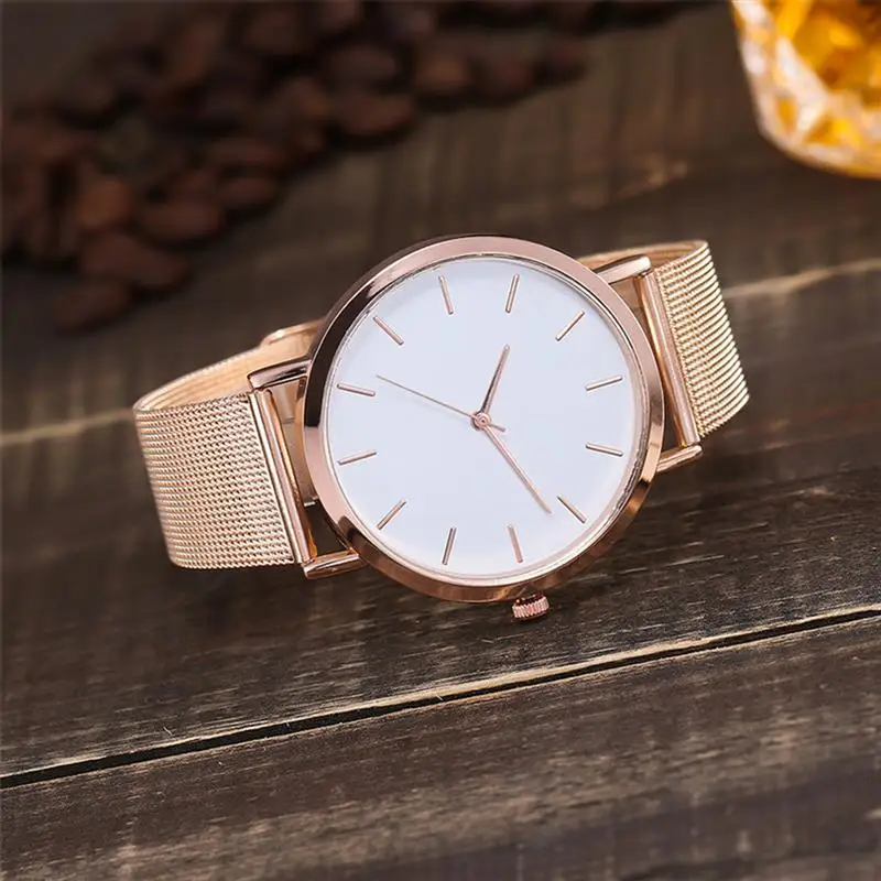 Fashion Women Black Watches Mesh Band Stainless Steel Quartz Wristwatch Ladies Simple Watches Female Elegant Clock Reloj Mujer