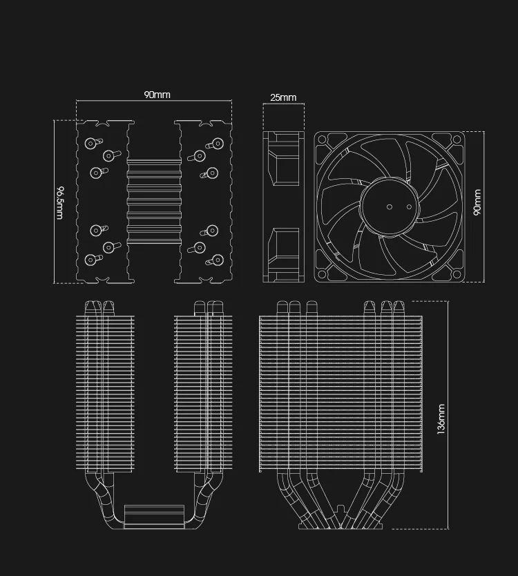 Aigo L6 медный светодиодный 6 тепловых трубок радиатор охлаждения RGB два башенного главного охлаждения радиатора Ram 9 мм вентилятор кулер для процессора