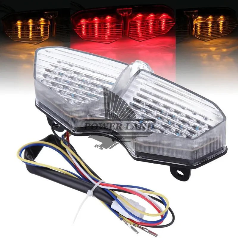 

Clear Lens Integrated LED Park Amber Rear Brake Tail Light Turn Signal + Red Tail Light Fit For 2003-2005 YAMAHA YZF R6 R6S
