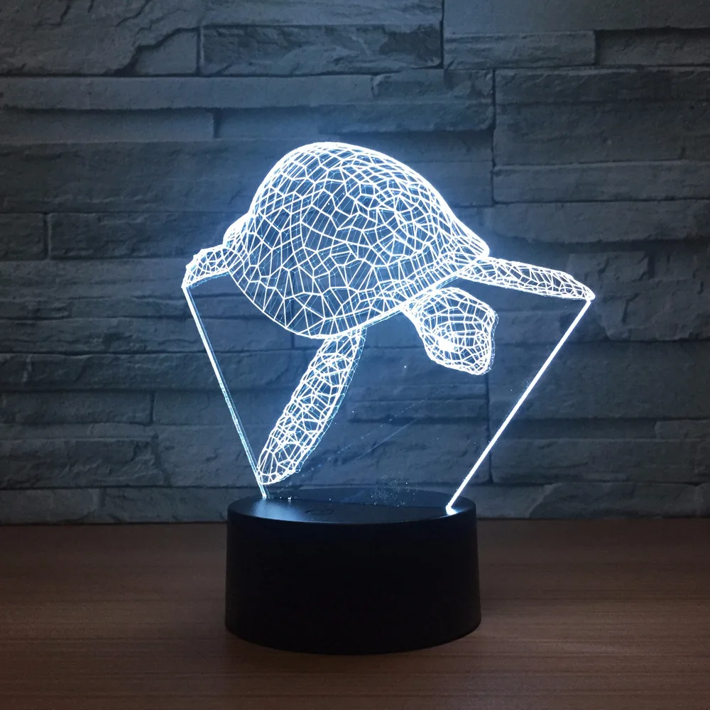 Светодиодная 3d лампа в виде черепахи для маленьких детей милая с сенсорным