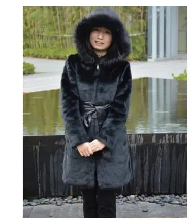 Новые женские норковые меховые куртки с капюшоном Длинные повседневные пальто