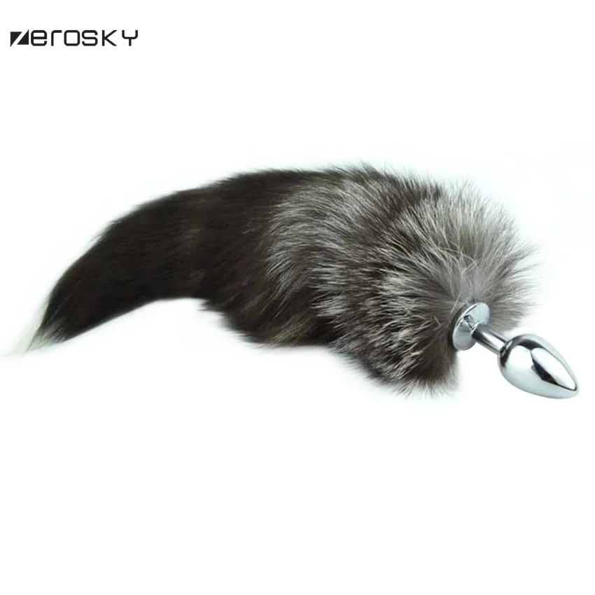 Большая Анальная пробка с лисьим хвостом из нержавеющей стали анальная кошачьим