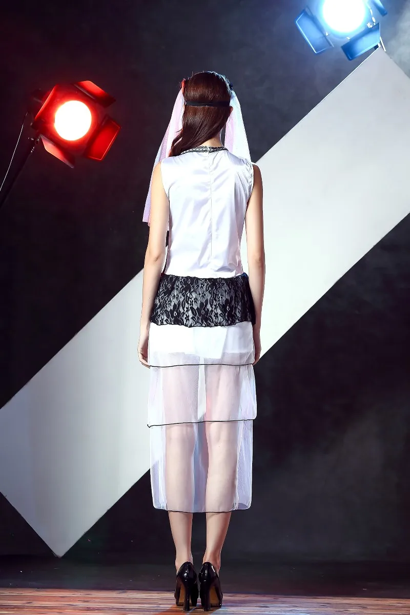 Женский костюм для взрослых на Хэллоуин Страшный Джокер белое кружевное платье