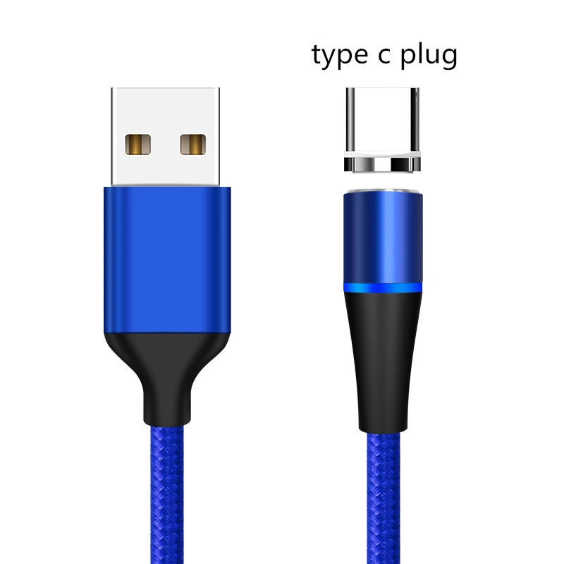 blue type c plug SUNPHG 3A быстрой зарядки Магнитный кабель Зарядное устройство для iPhone xs Макс микро Тип usb C кабель для samsung s9 Мобильный телефон провода - Цвет: blue type c plug