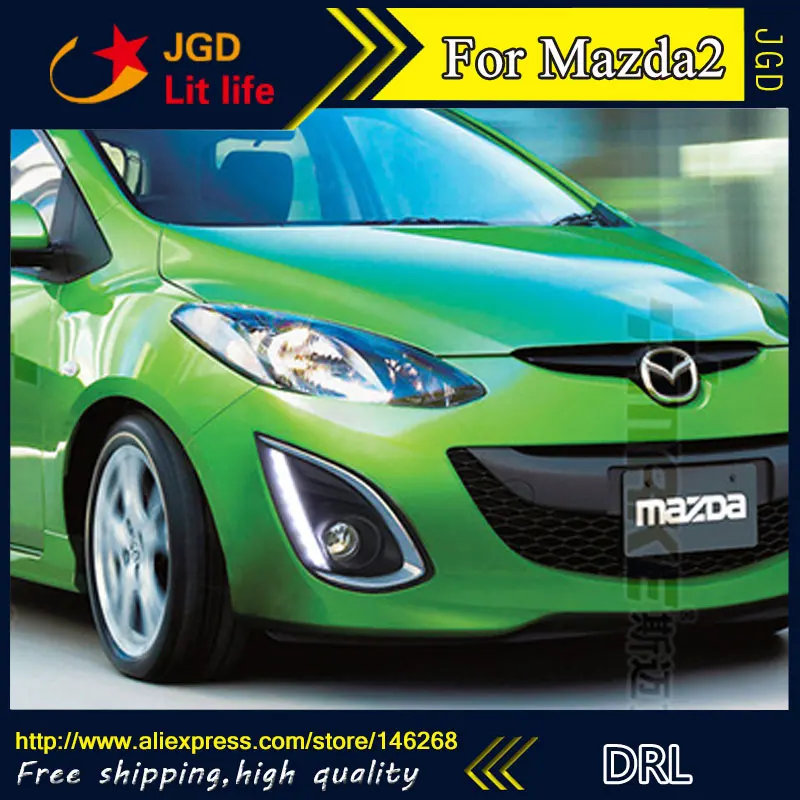 12V 6000k светодиодный DRL Дневной Бег светильник для Mazda 2 Mazda2 2012- рама противотуманной фары противотуманные светильник