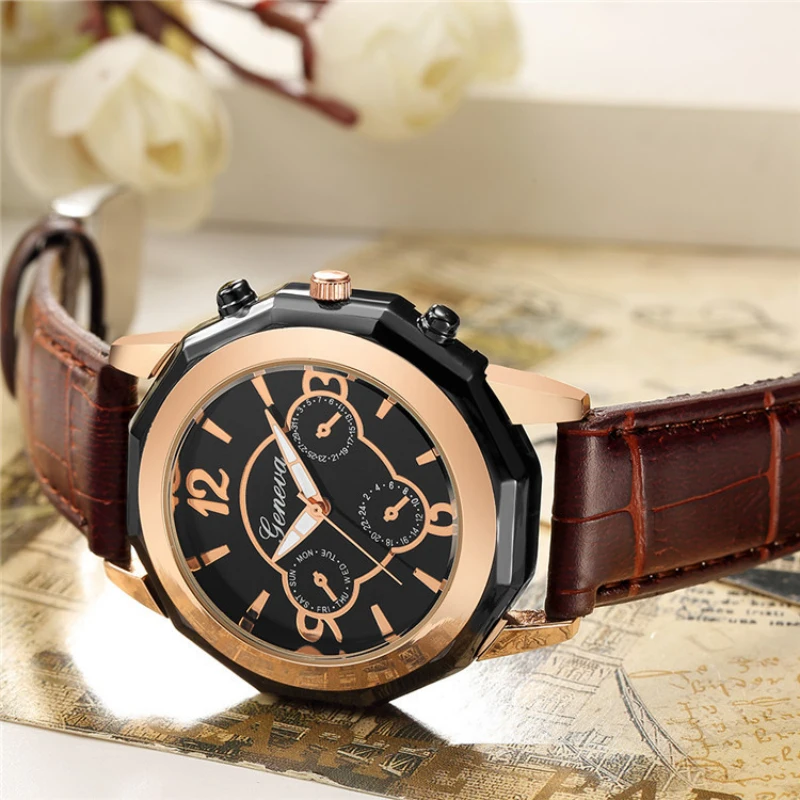 

Geneva Watch Quartz Leather Watch Women Dress Watches Famous Casual Brand Luxury Watch Women's Ladies Clock reloj mujer femme