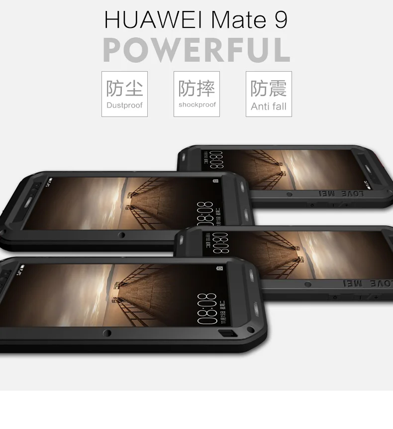For Huawei Mate 9/Mate 9 Pro Case LOVE MEI Shock Dirt Proof Water Resistant Metal Armor Cover Phone for |