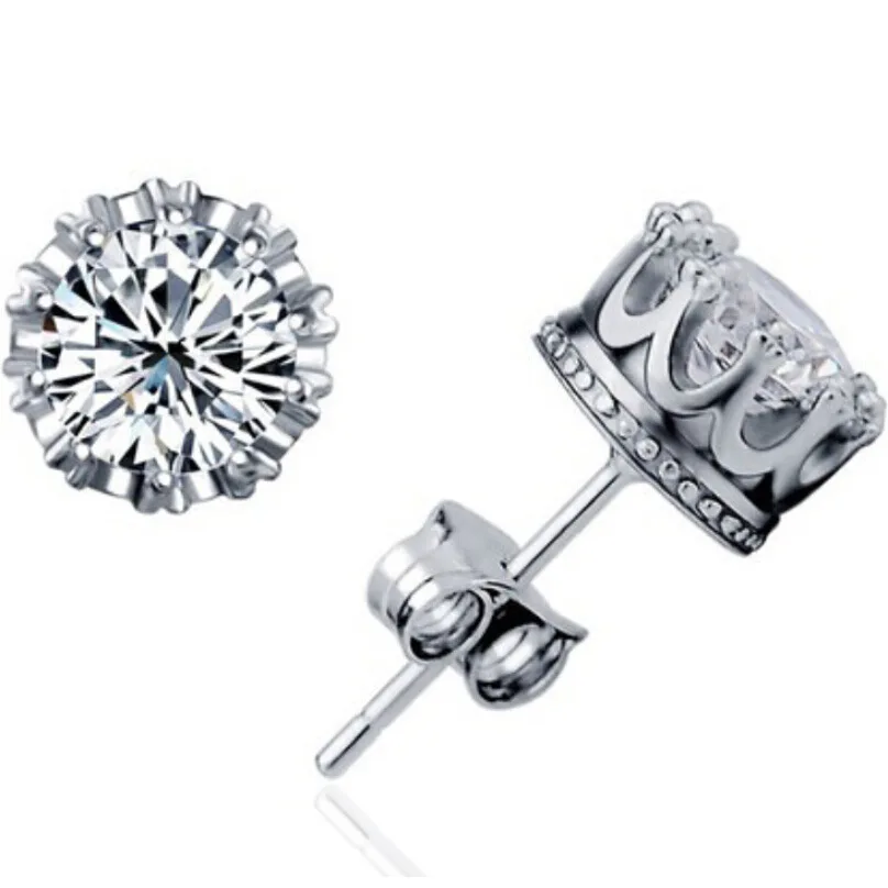 The Korean version of women's Earring S925 Sterling Silver Vintage crown Zircon Earrings hypoallergenic jewelry | Украшения и