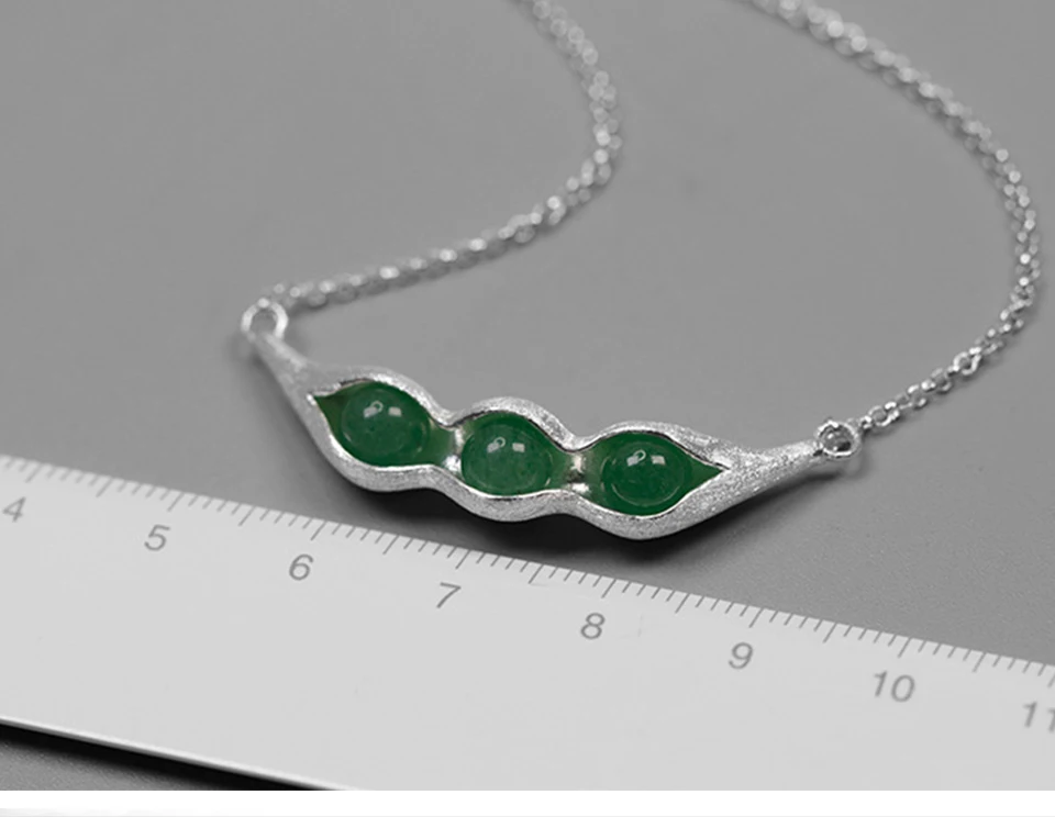 Lotus Fun реальные 925 серебро ручной работы Дизайн er Fine Jewelry натуральный зеленый камни Стручки гороха Дизайн Цепочки и ожерелья для Для женщин