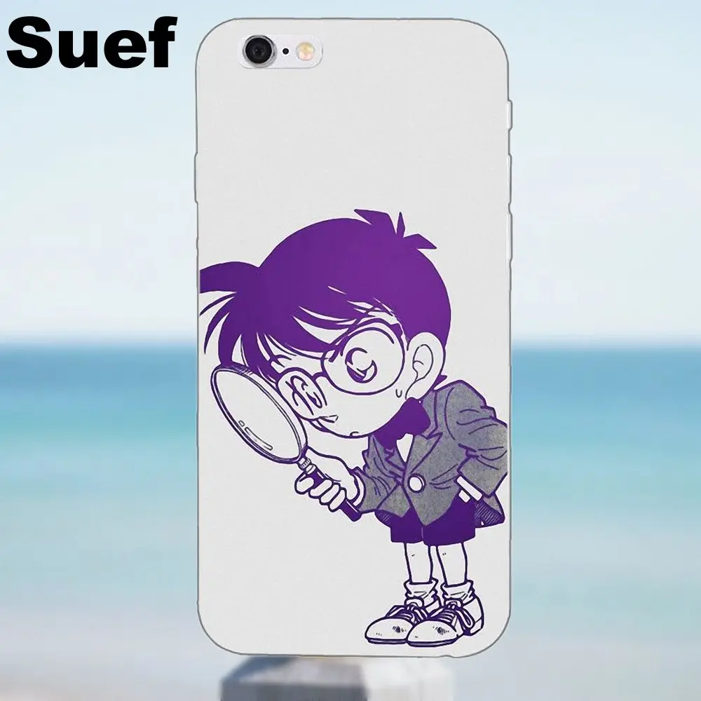 Мягкий телефон Capa детектив Conan edogawa для iPhone X 4 4S 5 5S 5C SE 6 6S 7 8 Plus Samsung Galaxy J1 J3 J5 J7 A3 A5 2016