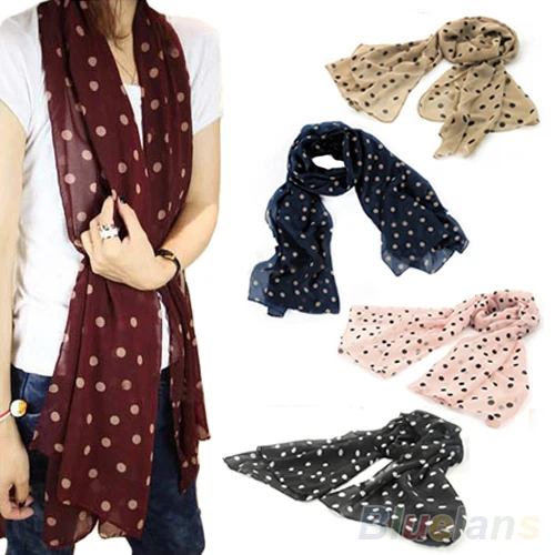 Женская шифоновая шаль с принтом в горошек длинная 5 цветов 0JDV|long scarf shawl|scarf shawlfashion