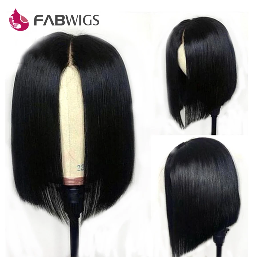 Fabwigs перуанские прямые боб парик 180% плотность кружева передние человеческие