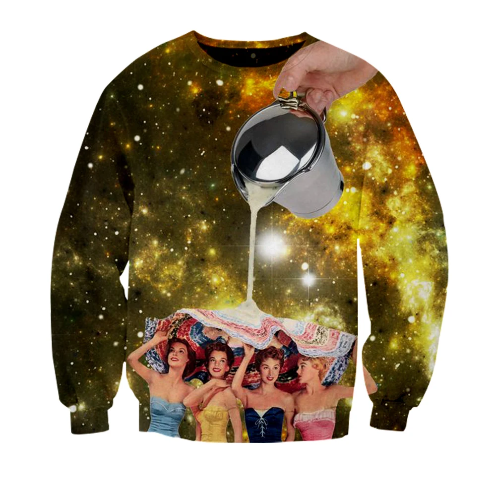 2019 new Fashion 3D print splice Galaxy harajuku mens sweatshirt hip hop men clothes winter women Sports fitness casual wear | Мужская