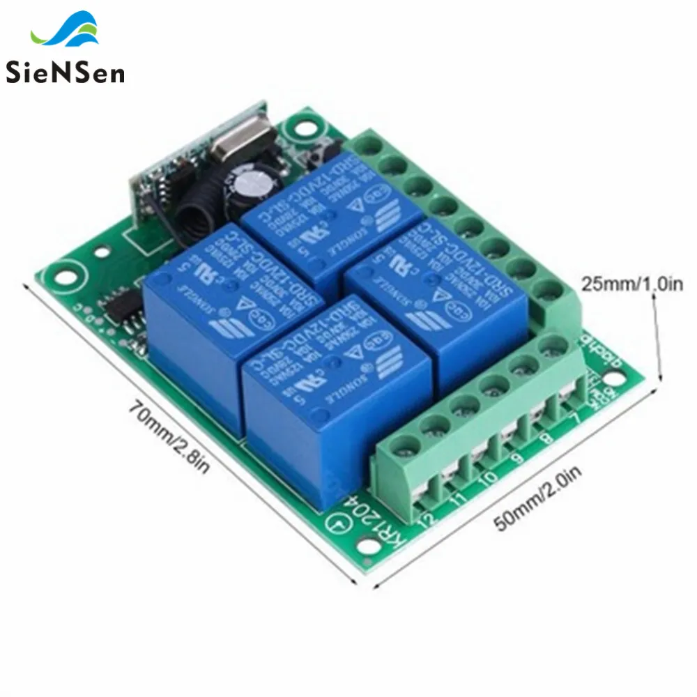 SienSen DC 12 В Quad 4CH обучения код удаленного Управление переключатель Беспроводной Управление доска один для двух многофункциональный без перемычки