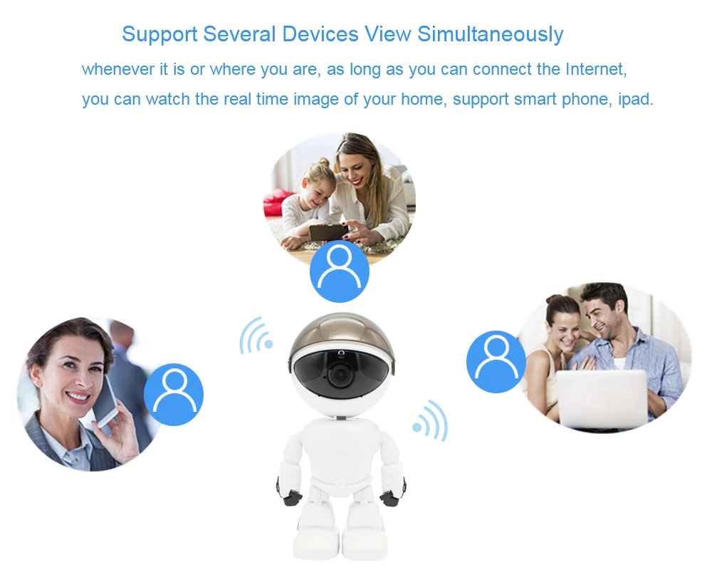 Робот wifi камера HD 1080P 2.0MP Pan Tilt Rotation Беспроводная ip-камера Детский Монитор дистанционное управление Обнаружение движения