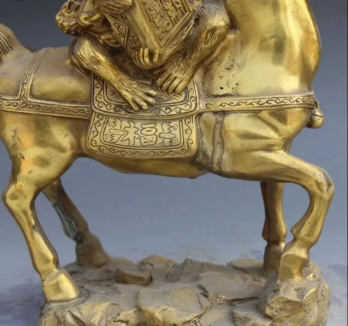 10 &quotКитай Бронза Фэн-шуй&quot Король Обезьян &quotДержать Уплотнения Ездить Лошадь