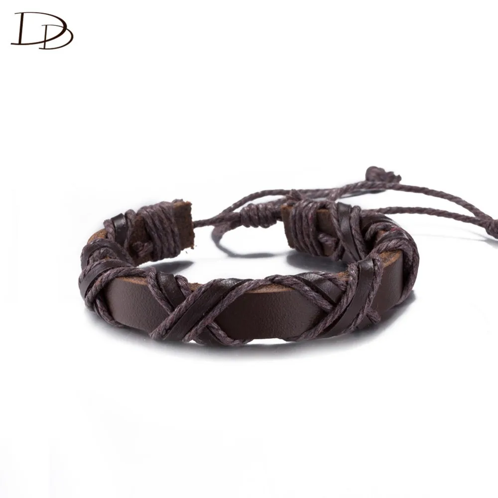 

Cool X Shaped Black/Brown Color Viking Bracelets Binding Leather Bracelet For Women Men Fashion Jewelry Gifts Bijoux DFSH030