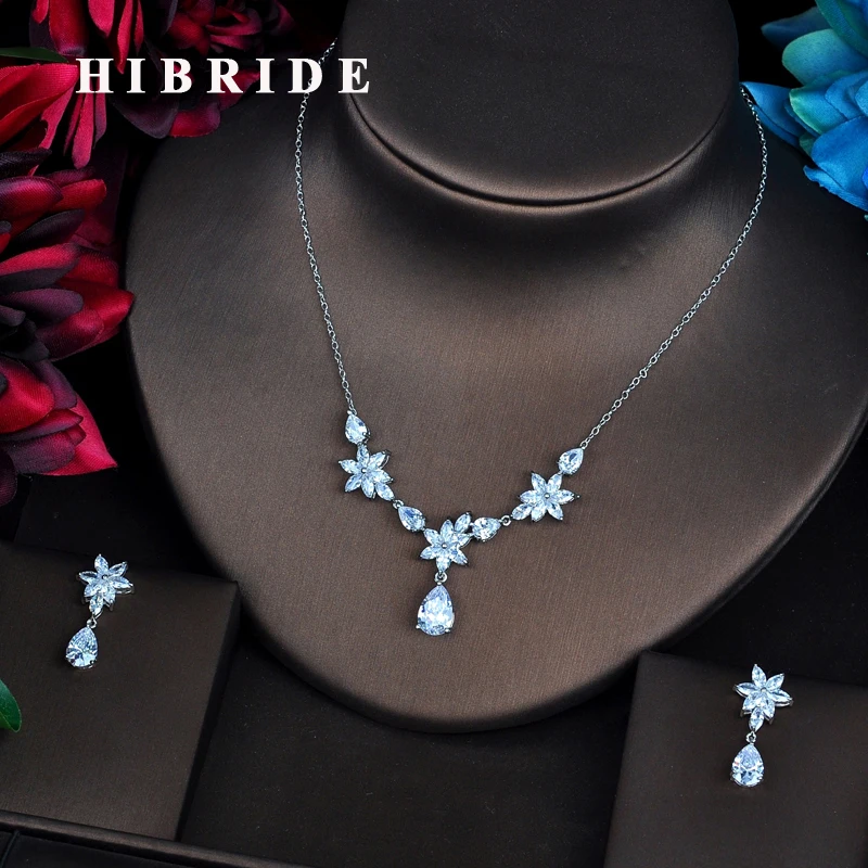 

HIBRIDE Famous Design Brilliant AAA Cubic Zircon Wedding Women Bridal Jewelry Sets Necklace Sets Dress Accessories Gifts N-533