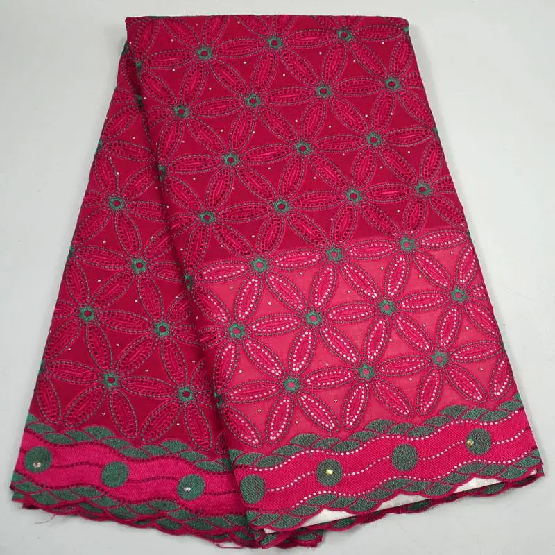 

Fashion High Quality Embroidered For Women Cotton Dry Lace Fabric Swiss Voile With Stones Swiss Voile Lace