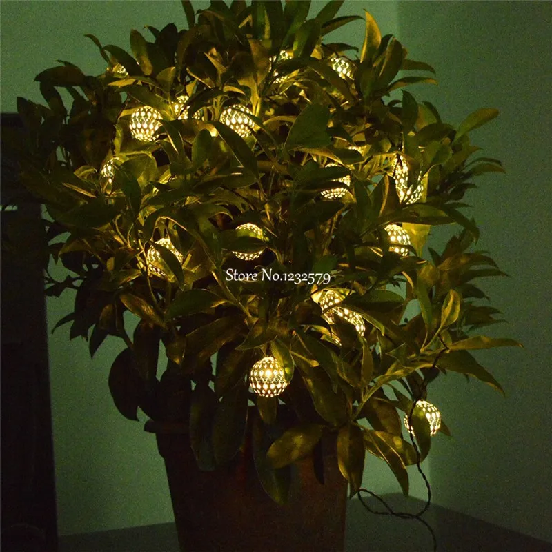 20 светодиодных гирлянд на солнечных батареях с золотым шариком для сада патио