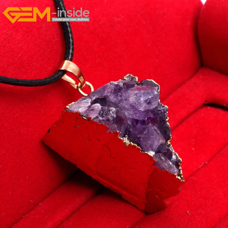 Новинка модная треугольная кубическая Подвеска из аметиста с драгоценным камнем