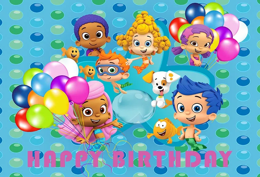 Фон для фотосъемки Bubble Guppies под морем с днем рождения фон для фотосессий на заказ для детской фотостудии фон для фотосессий