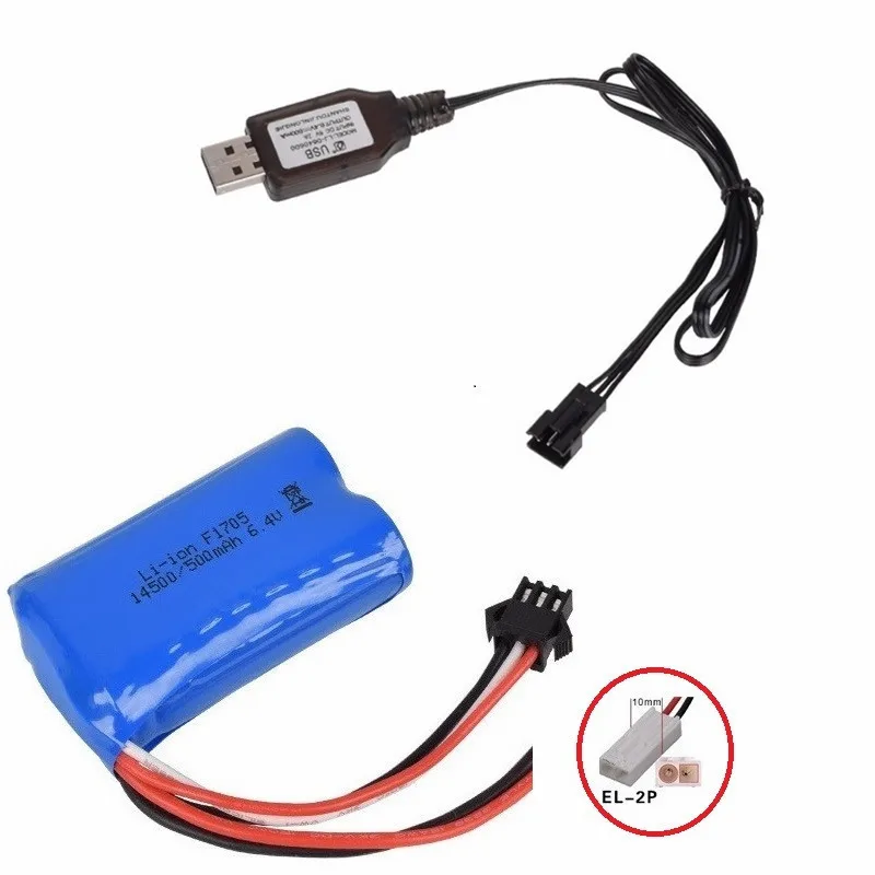 14500 500mah 6,4 v литий-ионная батарея для Wltoys 18401/18402 пульт дистанционного управления внедорожника 6,4 v зарядное устройство для радиоуправляемых игрушек автомобиля лодки Turcks - Цвет: Белый