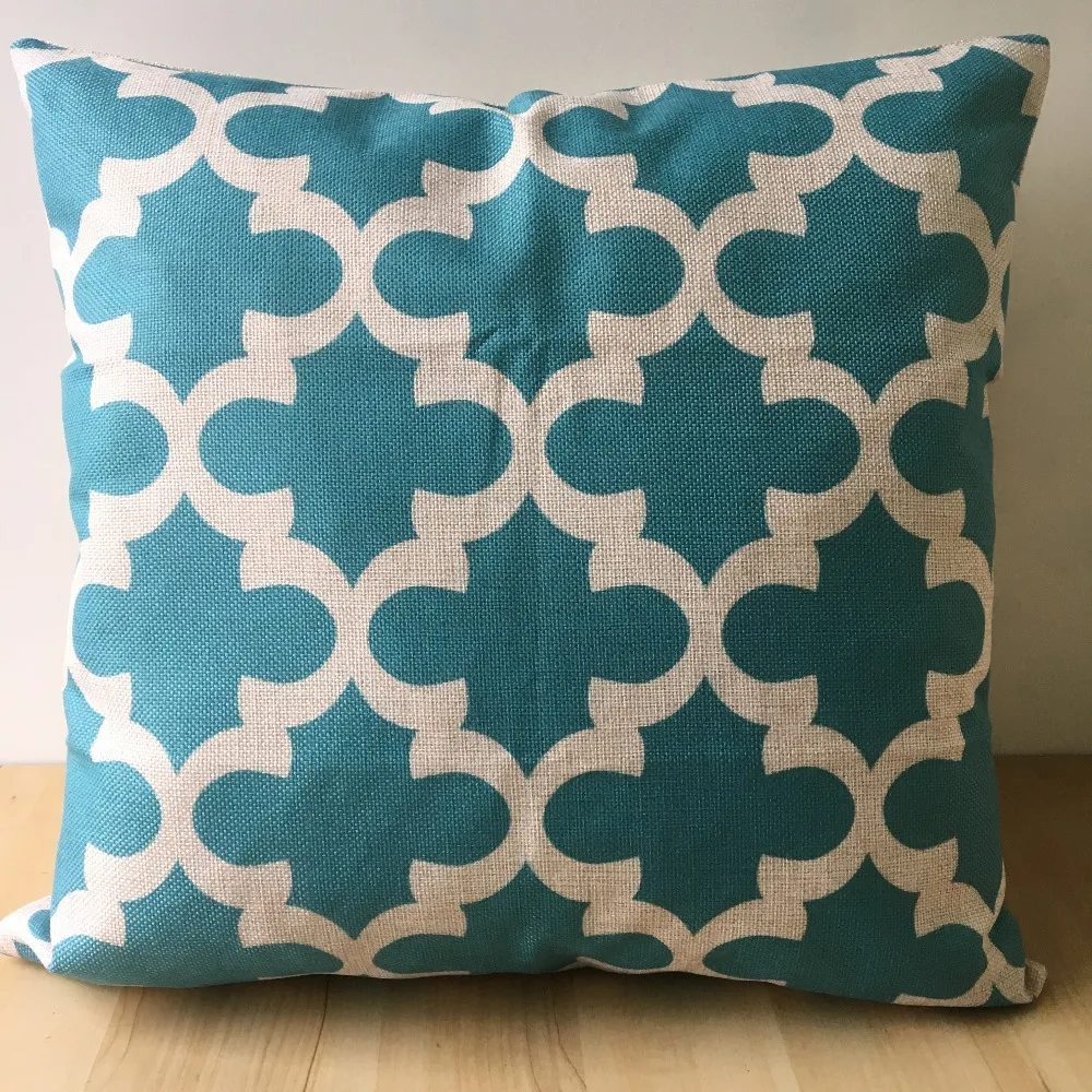 Зеленый Gemoetric льняной чехол для подушки декоративный желтый синий домашний декор