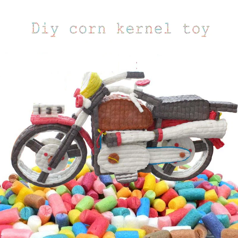 100pcs/bag Children's handmade diy magic corn grain assembled color building blocks educational toys sticky model kit | Игрушки и