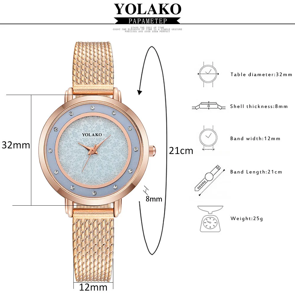 YOLAKO Лидирующий бренд женские кварцевые часы с пластиковым кожаным ремешком