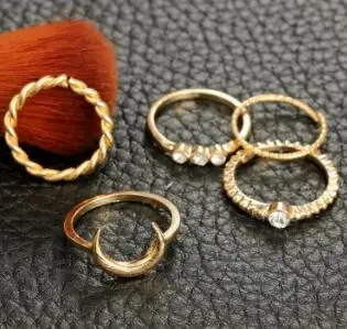 2019 New Korean Minimalist Temperament Moon Alloy Thin Ring 5pcs/lot Female Bohemian Charms Wedding Party Punk Jewelry | Украшения и