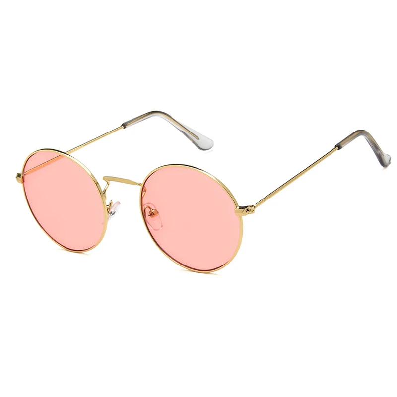 Gold Pink Elbru женские солнцезащитные очки винтажные брендовые дизайнерские классические круглые солнцезащитные очки для женщин и мужчин сплав Oculos De Sol черный розовый красный - Цвет линз: Gold Pink