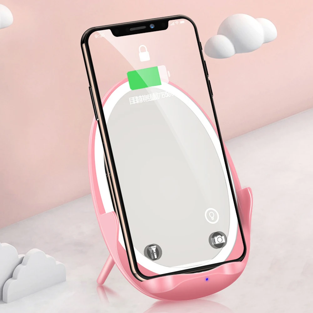 2 в 1 QI Беспроводное зарядное устройство зеркало для макияжа на стойке samsung S10 Plus S10e
