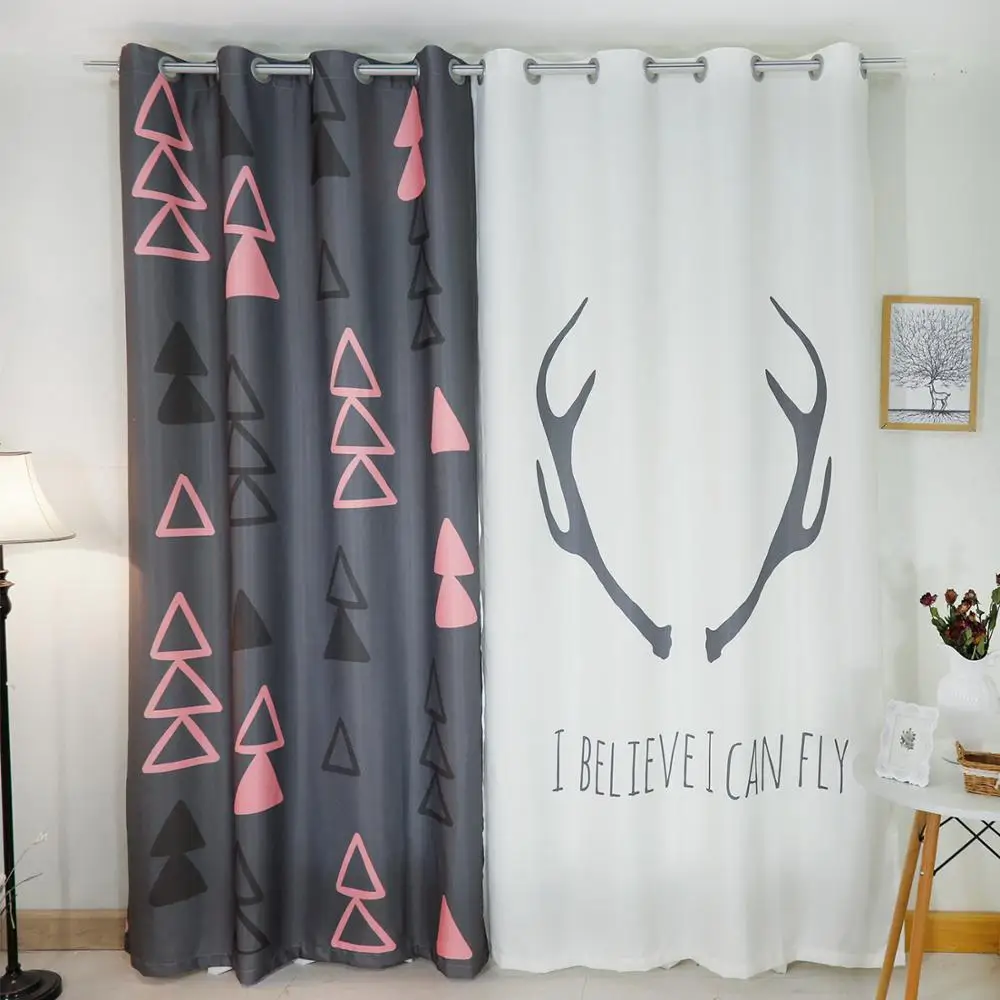 Затемняющая занавеска С 3d рисунком красные очки и жирафы плотные бархатные