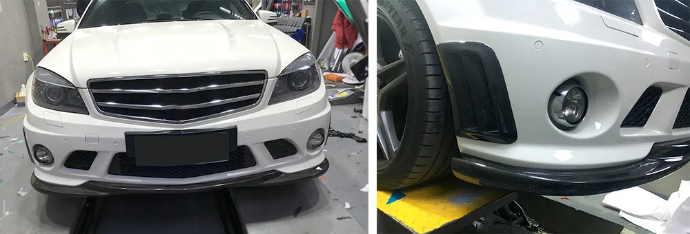 Передний бампер спойлер для Mercedes-Benz W204 C63 AMG Sedan C204 Coupe 2008-2011 углеродное волокно/FRP