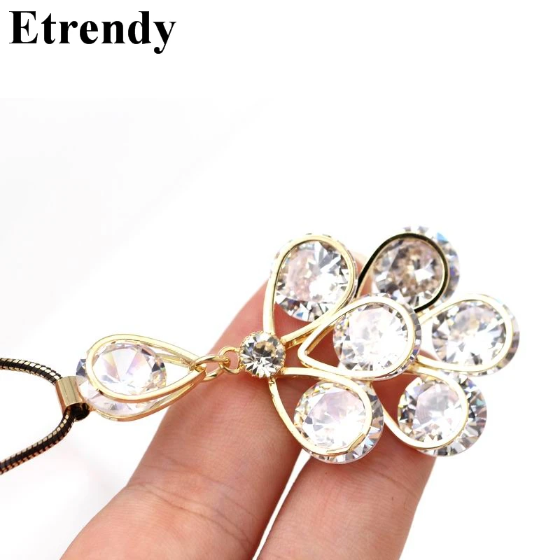 

Shinning Zircon Leaf Long Necklace Women New Fashion Jewelry Pendants
