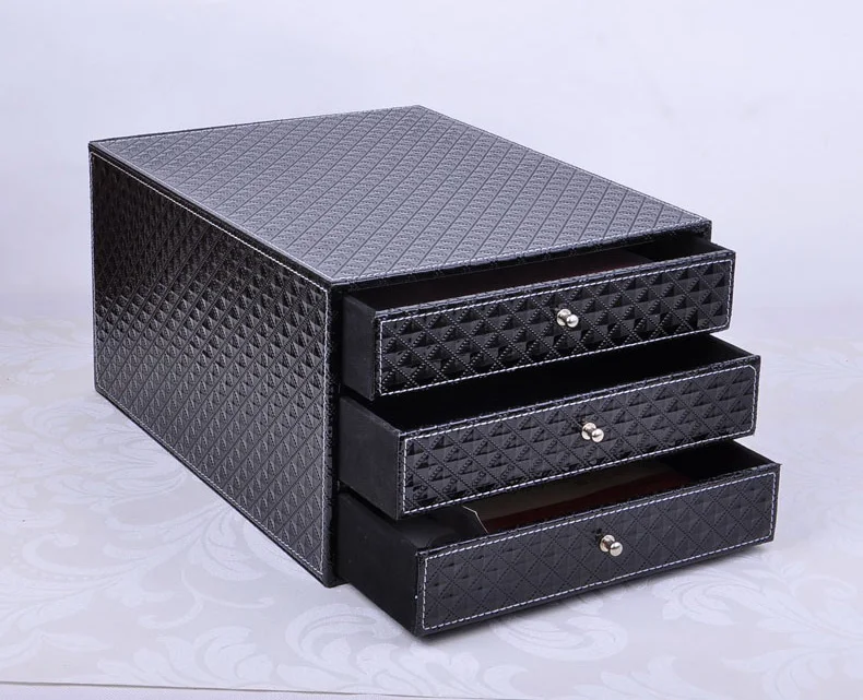 3 слойный ящик деревянная структура кожаный стол Шкаф для хранения ящиков