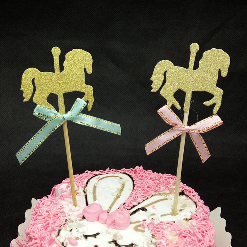 5 шт./лот Блестящий конский бант украшение для торта на день рождения капкейка