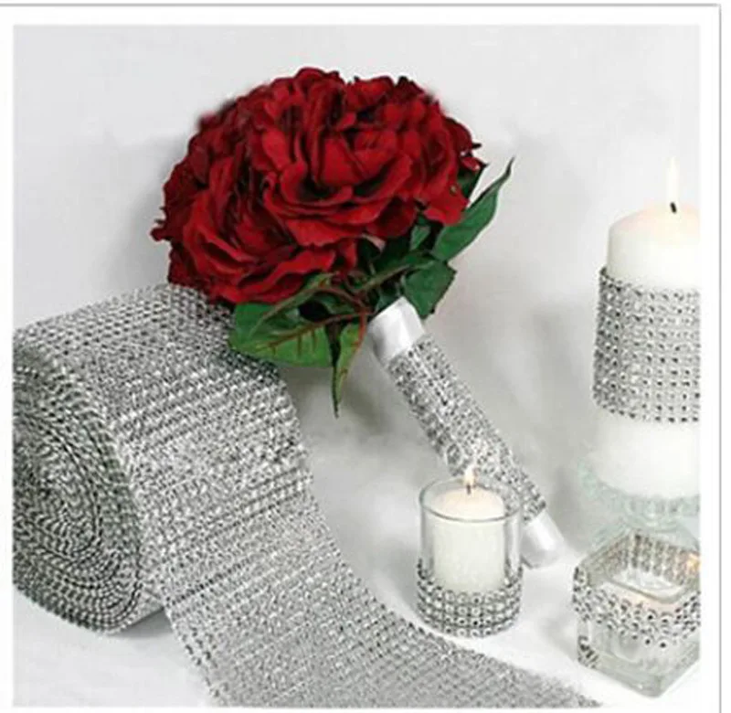 1 ярдов сетка обернуть Блестящий рулон горный хрусталь Хрустальные ленты для