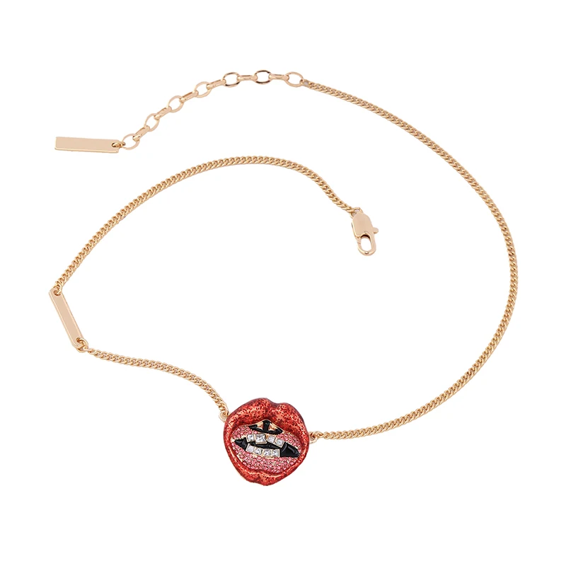 Ожерелье с красной эмалью в виде губ новинка 2019 ожерелье кулоном женская