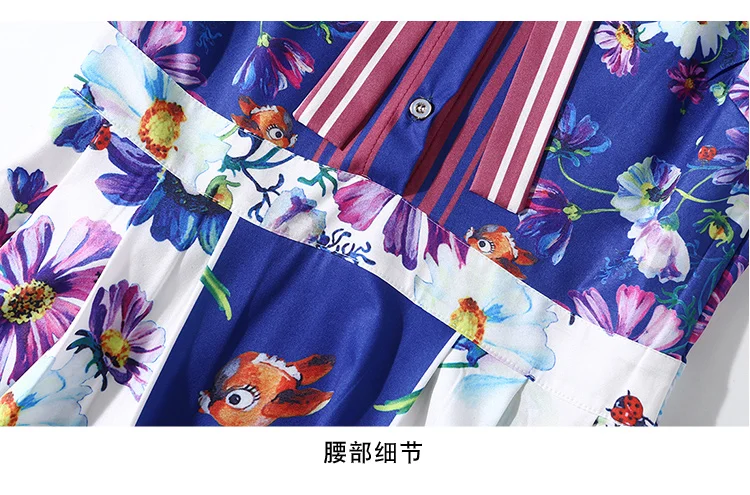 Новинка 2019 женский милый галстук-бабочка воротник принт подиумные платья