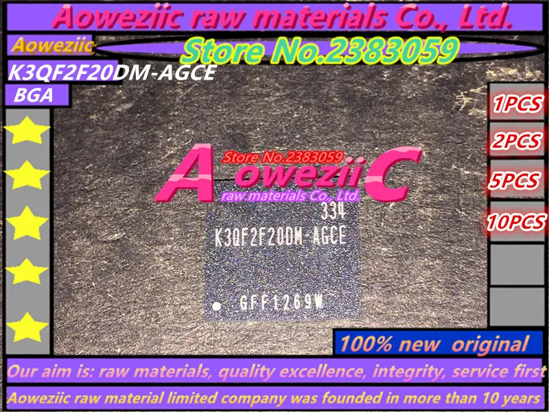 

Aoweziic (1 шт.) (2 шт.) (5 шт.) (10 шт.) 100% Новый оригинальный K3QF2F20DM-AGCE ИС памяти в корпусе BGA K3QF2F20DM AGCE