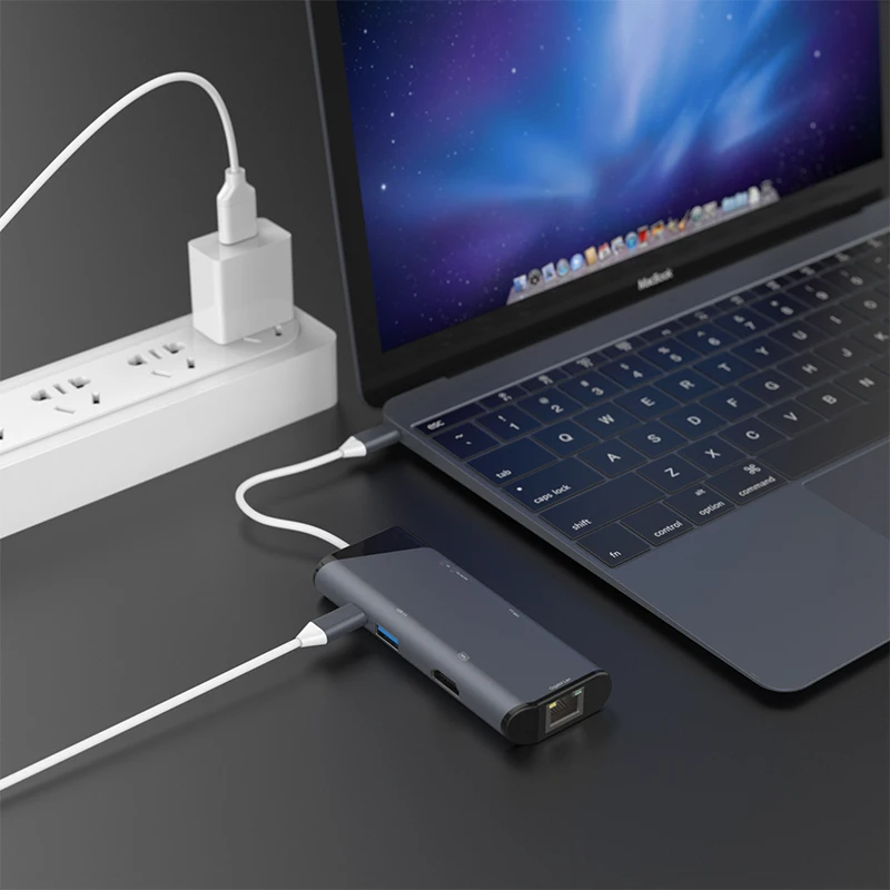 

USB Type-C to HDMI 4K Gigabit Ethernet Adapter USB C to RJ45 SD TF Card Reader USB 3.0 HUB Combo with PD For Macbook Pro 2018