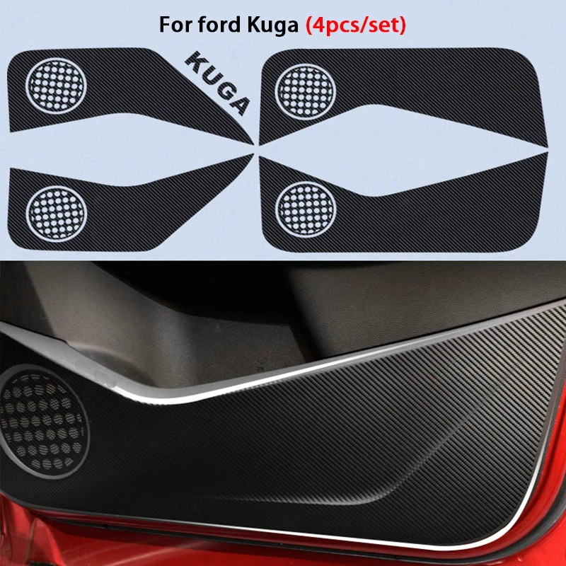 For Kuga 4x Авто Автомобиль 3D двери анти Kick Pad Коврик Углеродные наклейки для Ford Focus 3 4 Kuga C520 Mondeo MK 5 V Edge Eco Sport аксессуары - Название цвета: For Kuga