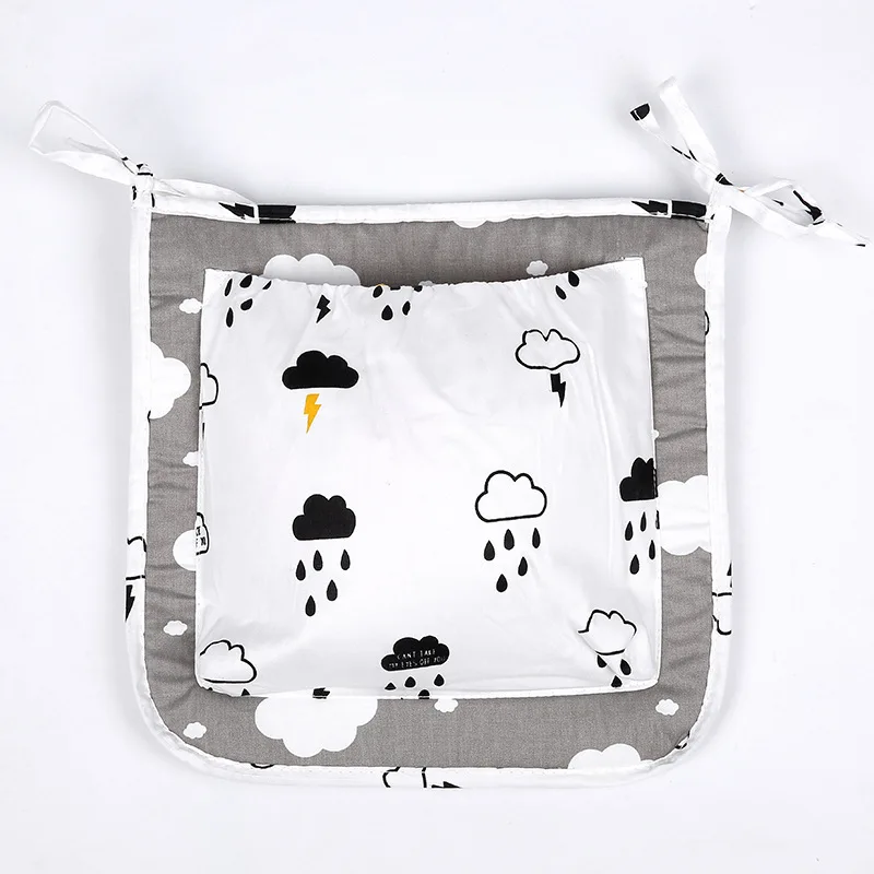 Rain Cloud Мультяшная Хлопковая сумка для хранения детской коляски портативная многофункциональная детская кровать висячая сумка Детские игрушки Органайзер одежда пеленки сумки - Цвет: Rain Cloud