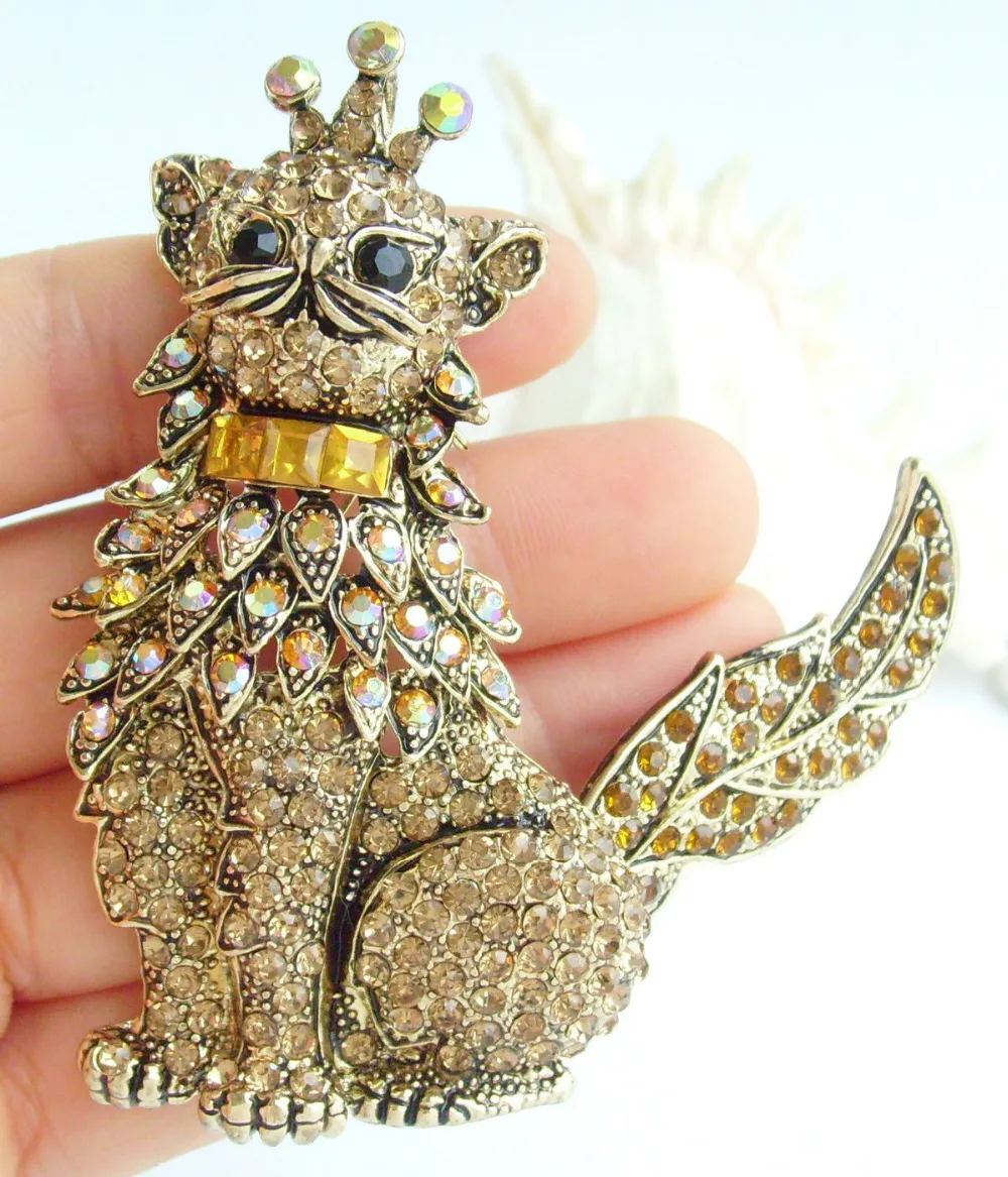 Очаровательная подвеска в виде кошки диаметром 4 92 дюйма с желтым австрийским