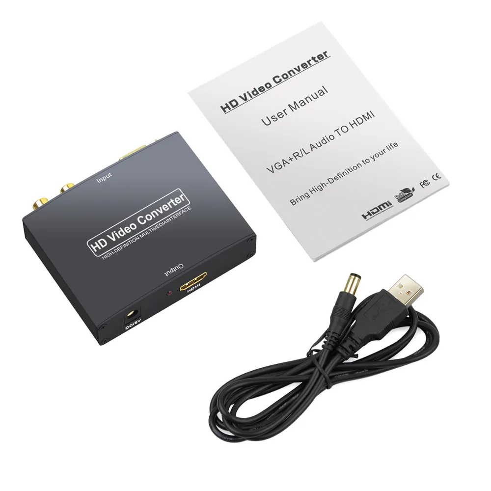 PROZOR для VGA + RL стерео RCA к HDMI совместимый видео аудио адаптер конвертер 1080P Видео