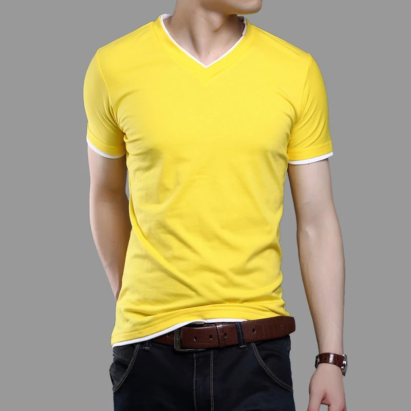 Горячая Распродажа 2017 новая модная летняя мужская одежда Однотонная футболка с