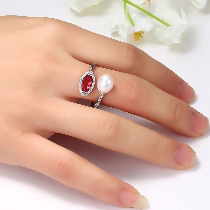 trendy 8-9mm water drop natural pearl rings for women gift and high luster AAAA freshwater adjustable ring cpr039 | Украшения и